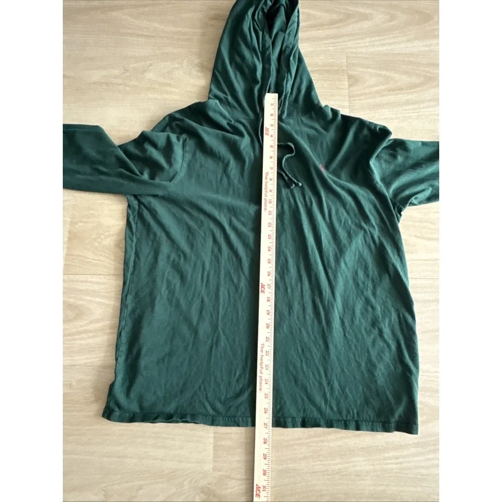 Polo Ralph Lauren Hoodie Shirt Mens XL Green Long Sleeve Cotton Tee ( Fits L)